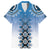New Zealand Family Matching Long Sleeve Bodycon Dress and Hawaiian Shirt Poutama Mix Blue Taniko Inspired Art LT05