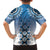 New Zealand Family Matching Off The Shoulder Long Sleeve Dress and Hawaiian Shirt Poutama Mix Blue Taniko Inspired Art LT05