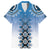New Zealand Family Matching Summer Maxi Dress and Hawaiian Shirt Poutama Mix Blue Taniko Inspired Art LT05