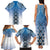New Zealand Family Matching Tank Maxi Dress and Hawaiian Shirt Poutama Mix Blue Taniko Inspired Art LT05