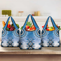 New Zealand Grocery Bag Poutama Mix Blue Taniko Inspired Art