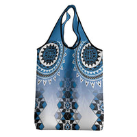 New Zealand Grocery Bag Poutama Mix Blue Taniko Inspired Art