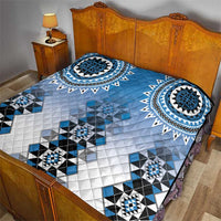 New Zealand Quilt Poutama Mix Blue Taniko Inspired Art LT05