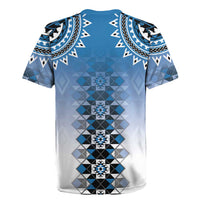 New Zealand Rugby Jersey Poutama Mix Blue Taniko Inspired Art LT05