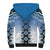 New Zealand Sherpa Hoodie Poutama Mix Blue Taniko Inspired Art LT05
