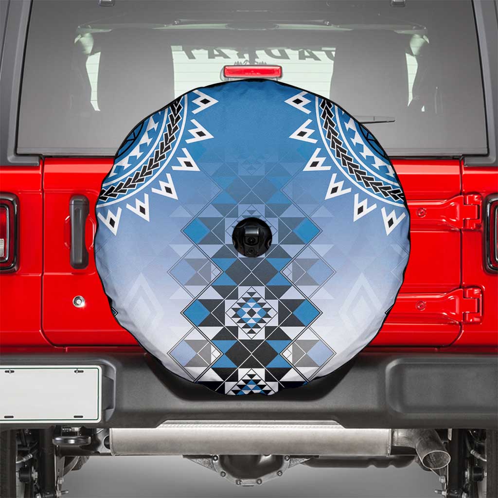 New Zealand Spare Tire Cover Poutama Mix Blue Taniko Inspired Art LT05