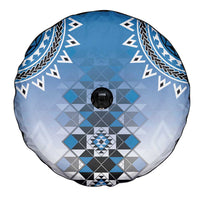 New Zealand Spare Tire Cover Poutama Mix Blue Taniko Inspired Art LT05