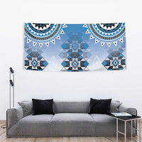 New Zealand Tapestry Poutama Mix Blue Taniko Inspired Art LT05
