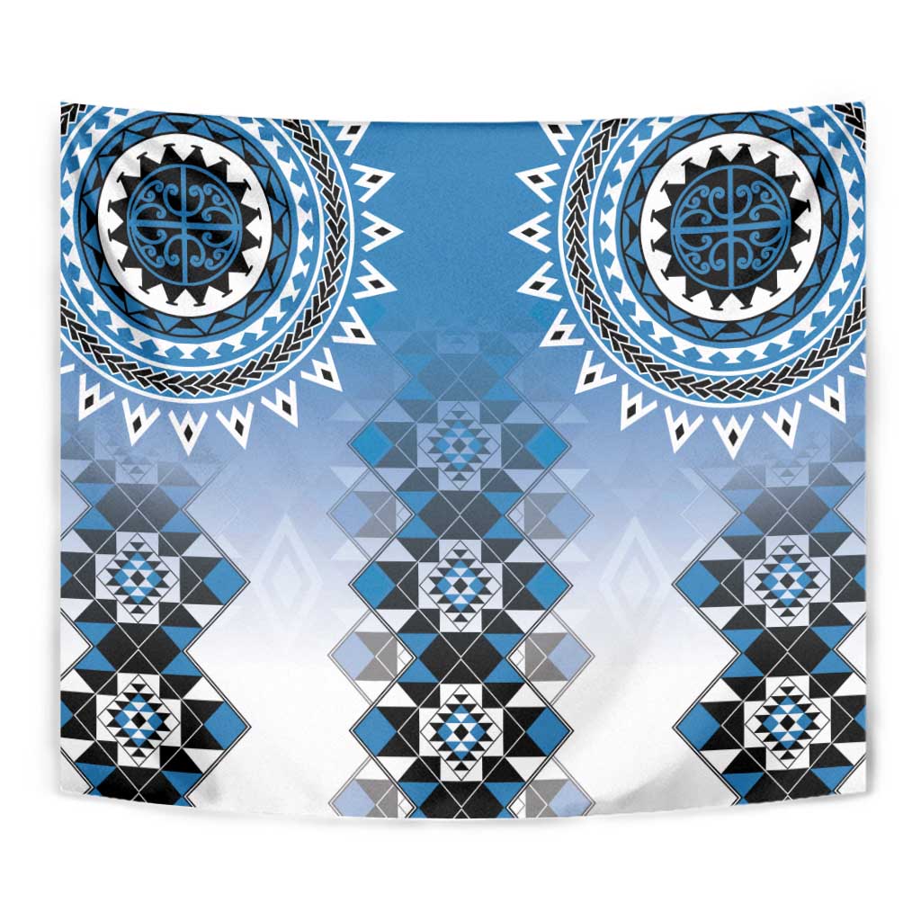 New Zealand Tapestry Poutama Mix Blue Taniko Inspired Art LT05