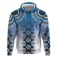 New Zealand Zip Hoodie Poutama Mix Blue Taniko Inspired Art LT05 Pullover Hoodie Blue - Polynesian Pride