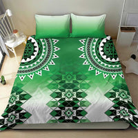 New Zealand Bedding Set Poutama Mix Green Taniko Inspired Art LT05
