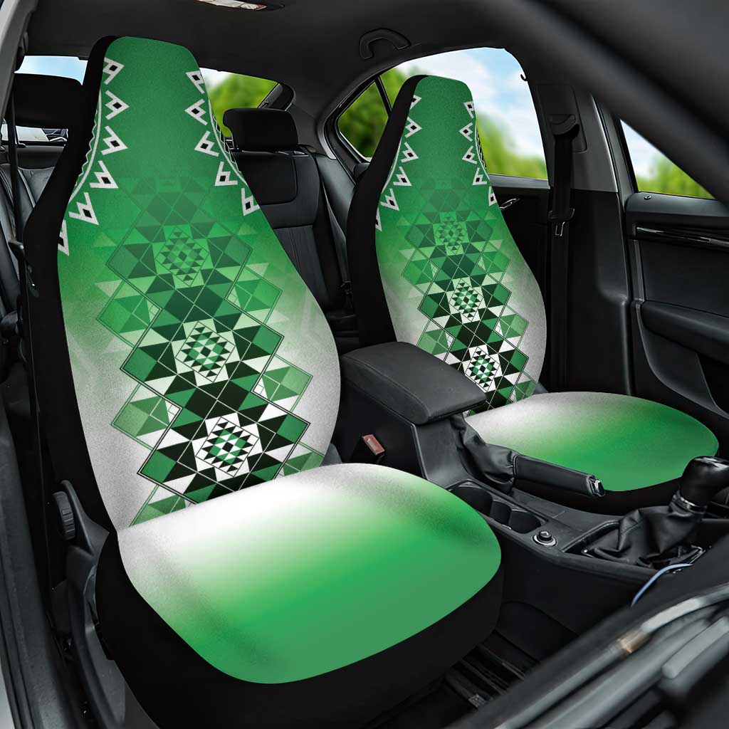 New Zealand Car Seat Cover Poutama Mix Green Taniko Inspired Art LT05