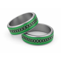 New Zealand Classic Ring Poutama Mix Green Taniko Inspired Art - Polynesian Pride