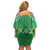 New Zealand Family Matching Off Shoulder Short Dress and Hawaiian Shirt Poutama Mix Green Taniko Inspired Art LT05