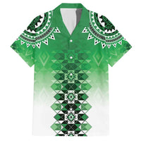 New Zealand Family Matching Short Sleeve Bodycon Dress and Hawaiian Shirt Poutama Mix Green Taniko Inspired Art LT05