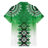 New Zealand Family Matching Summer Maxi Dress and Hawaiian Shirt Poutama Mix Green Taniko Inspired Art LT05