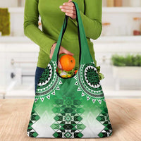 New Zealand Grocery Bag Poutama Mix Green Taniko Inspired Art