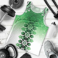 New Zealand Men Tank Top Poutama Mix Green Taniko Inspired Art LT05