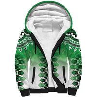 New Zealand Sherpa Hoodie Poutama Mix Green Taniko Inspired Art LT05
