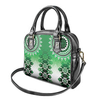 New Zealand Shoulder Handbag Poutama Mix Green Taniko Inspired Art LT05