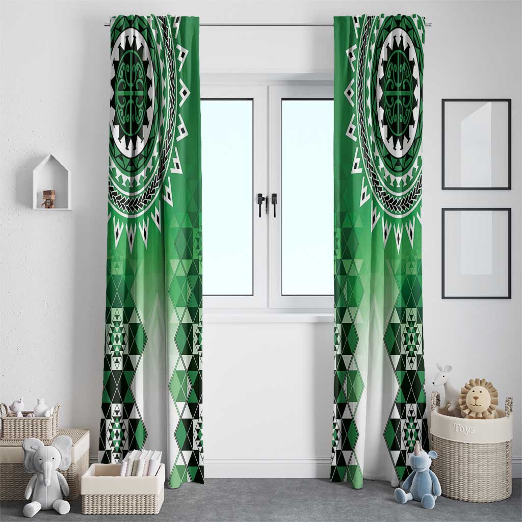 New Zealand Window Curtain Poutama Mix Green Taniko Inspired Art LT05