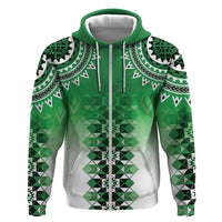 New Zealand Zip Hoodie Poutama Mix Green Taniko Inspired Art LT05 Zip Hoodie Green - Polynesian Pride