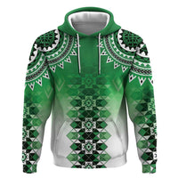 New Zealand Zip Hoodie Poutama Mix Green Taniko Inspired Art LT05 Pullover Hoodie Green - Polynesian Pride