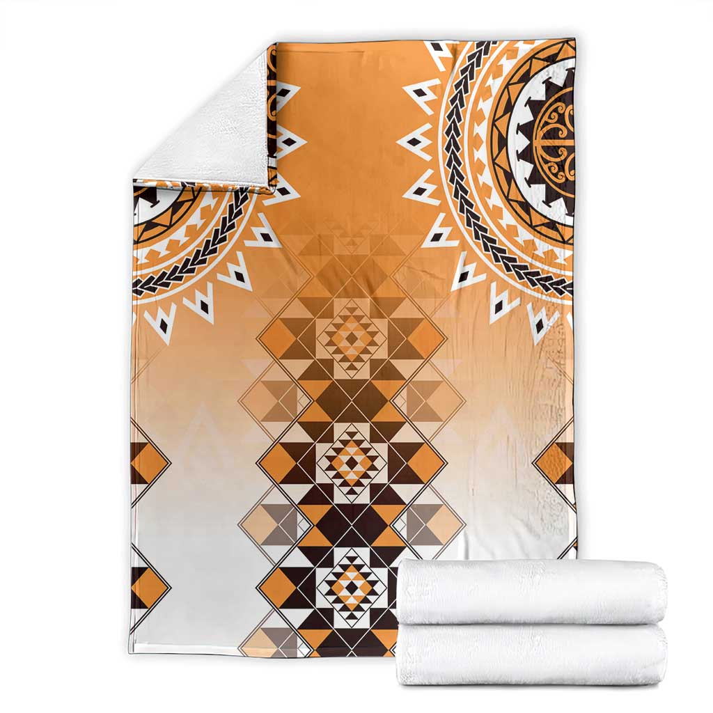 New Zealand Blanket Poutama Mix Orange Taniko Inspired Art LT05