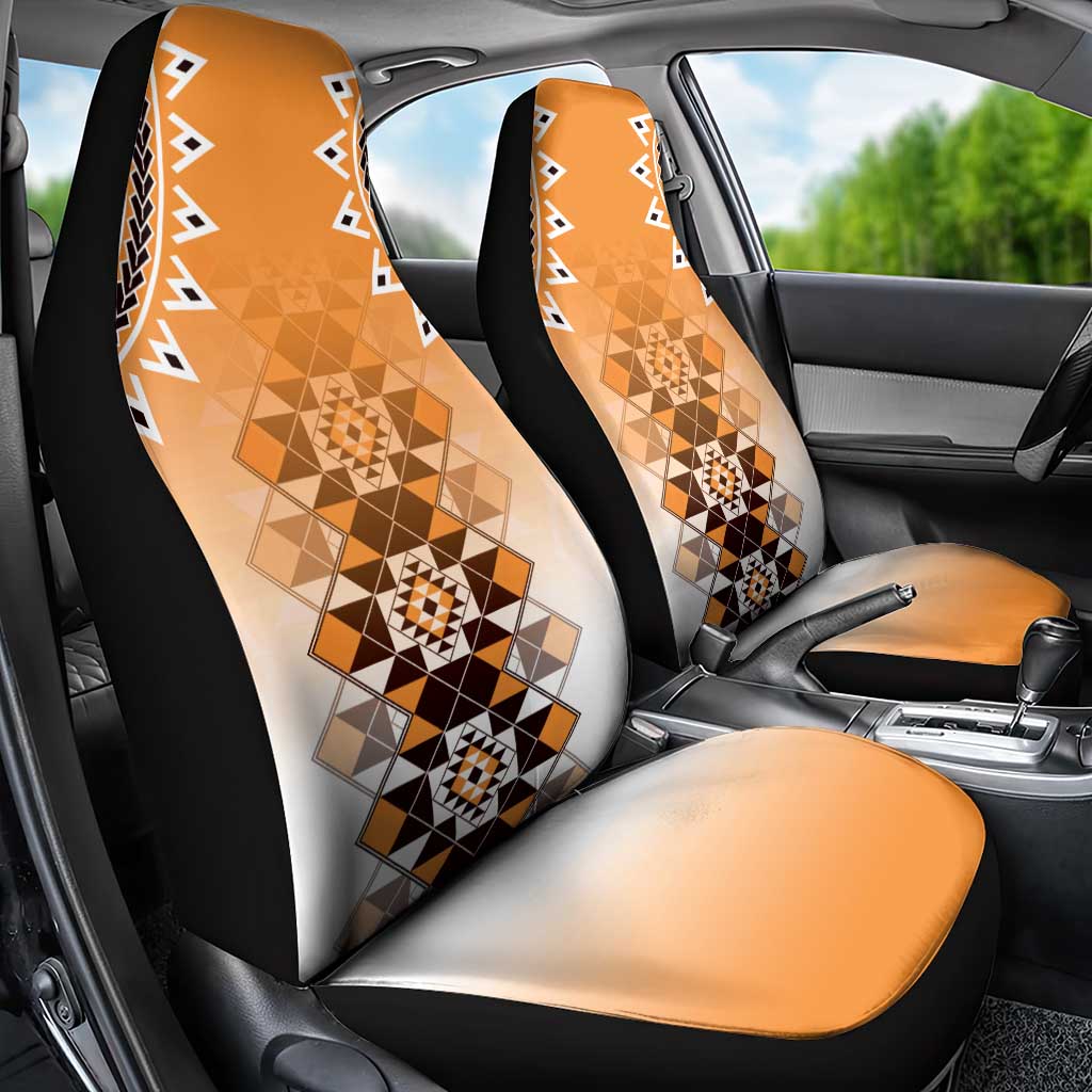 New Zealand Car Seat Cover Poutama Mix Orange Taniko Inspired Art LT05