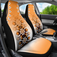 New Zealand Car Seat Cover Poutama Mix Orange Taniko Inspired Art LT05