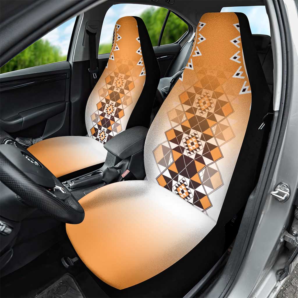 New Zealand Car Seat Cover Poutama Mix Orange Taniko Inspired Art LT05