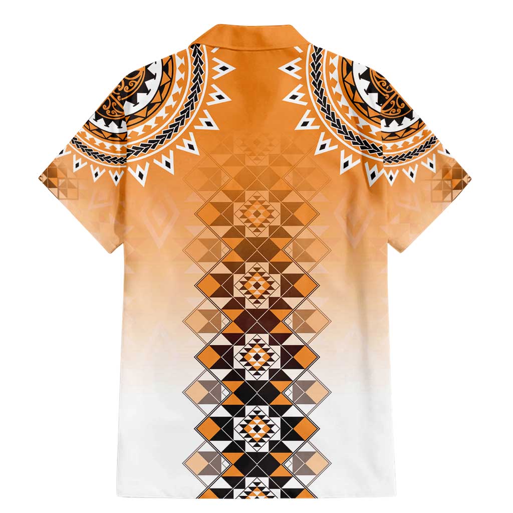 New Zealand Family Matching Mermaid Dress and Hawaiian Shirt Poutama Mix Orange Taniko Inspired Art LT05