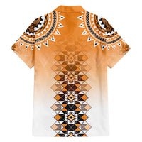 New Zealand Family Matching Off Shoulder Maxi Dress and Hawaiian Shirt Poutama Mix Orange Taniko Inspired Art LT05