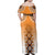 New Zealand Family Matching Off Shoulder Maxi Dress and Hawaiian Shirt Poutama Mix Orange Taniko Inspired Art LT05