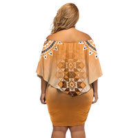 New Zealand Family Matching Off Shoulder Short Dress and Hawaiian Shirt Poutama Mix Orange Taniko Inspired Art LT05