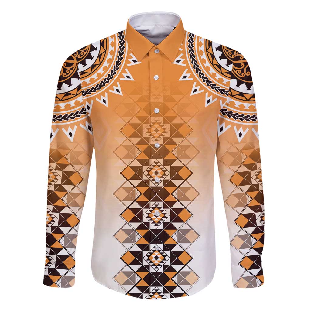 New Zealand Family Matching Puletasi and Hawaiian Shirt Poutama Mix Orange Taniko Inspired Art LT05