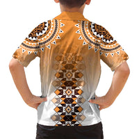 New Zealand Family Matching Tank Maxi Dress and Hawaiian Shirt Poutama Mix Orange Taniko Inspired Art LT05