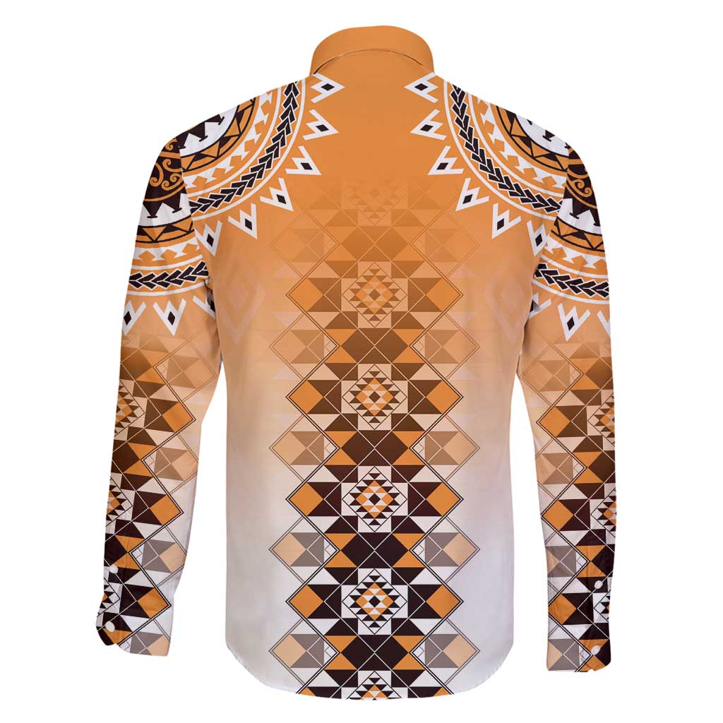 New Zealand Family Matching Tank Maxi Dress and Hawaiian Shirt Poutama Mix Orange Taniko Inspired Art LT05