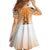 New Zealand Kid Short Sleeve Dress Poutama Mix Orange Taniko Inspired Art LT05