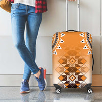 New Zealand Luggage Cover Poutama Mix Orange Taniko Inspired Art LT05