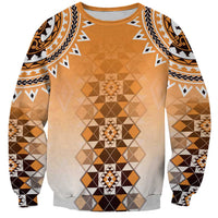New Zealand Sweatshirt Poutama Mix Orange Taniko Inspired Art LT05