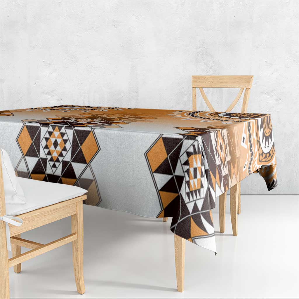 New Zealand Tablecloth Poutama Mix Orange Taniko Inspired Art LT05