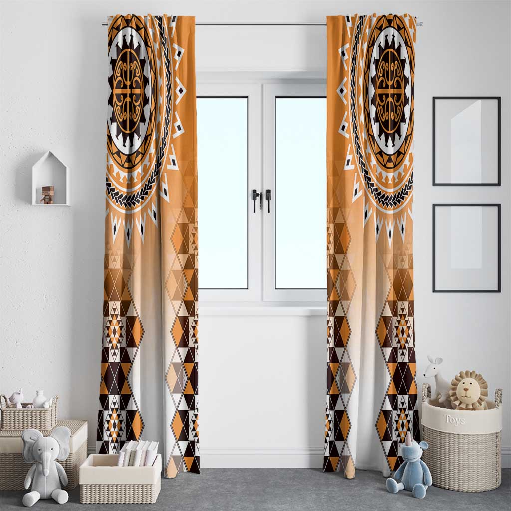 New Zealand Window Curtain Poutama Mix Orange Taniko Inspired Art LT05