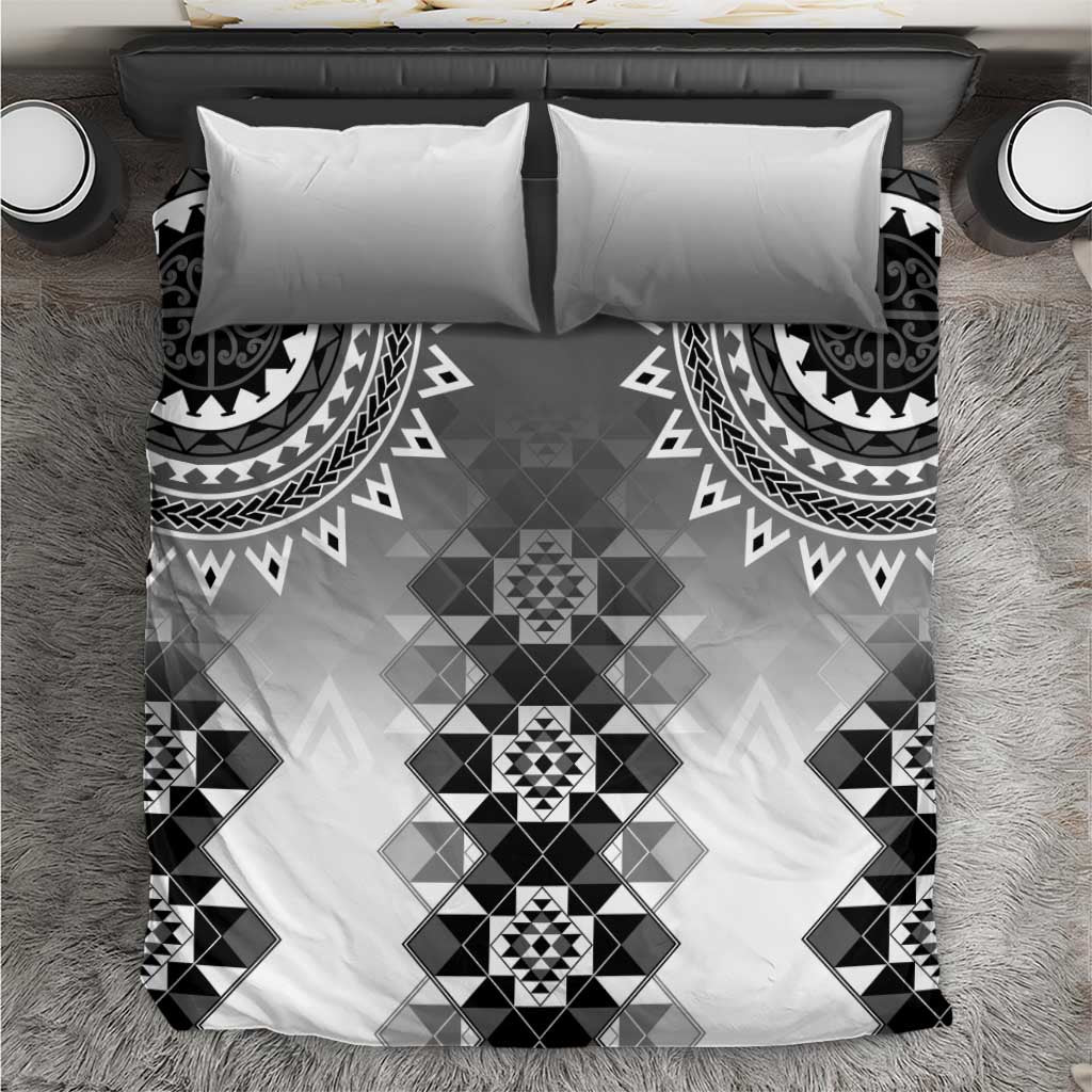 New Zealand Bedding Set Poutama Mix Gray Taniko Inspired Art LT05