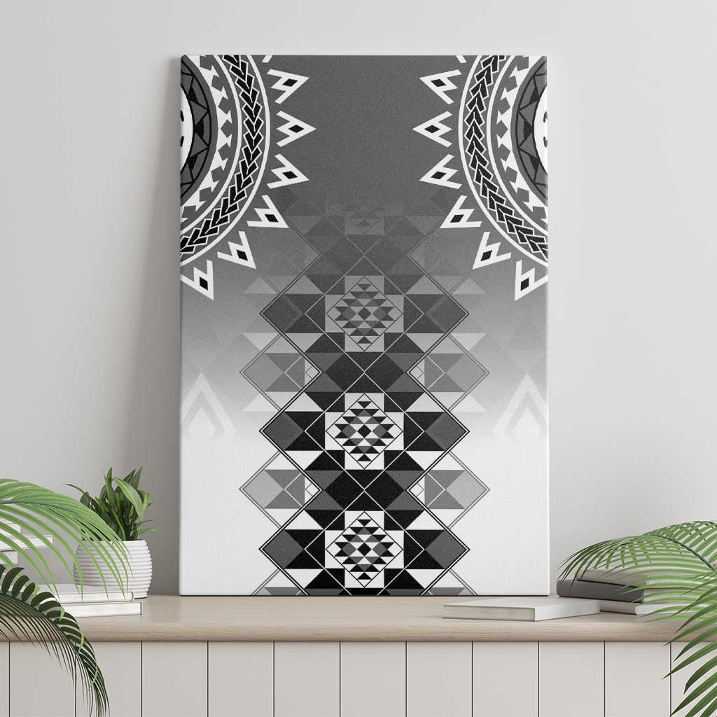New Zealand Canvas Wall Art Poutama Mix Gray Taniko Inspired Art LT05