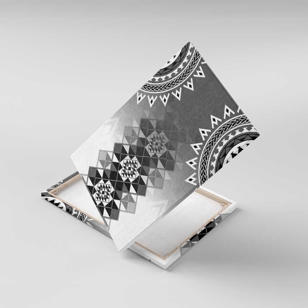 New Zealand Canvas Wall Art Poutama Mix Gray Taniko Inspired Art LT05