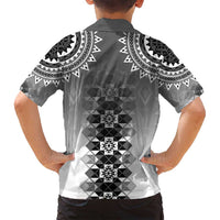 New Zealand Family Matching Puletasi and Hawaiian Shirt Poutama Mix Gray Taniko Inspired Art LT05