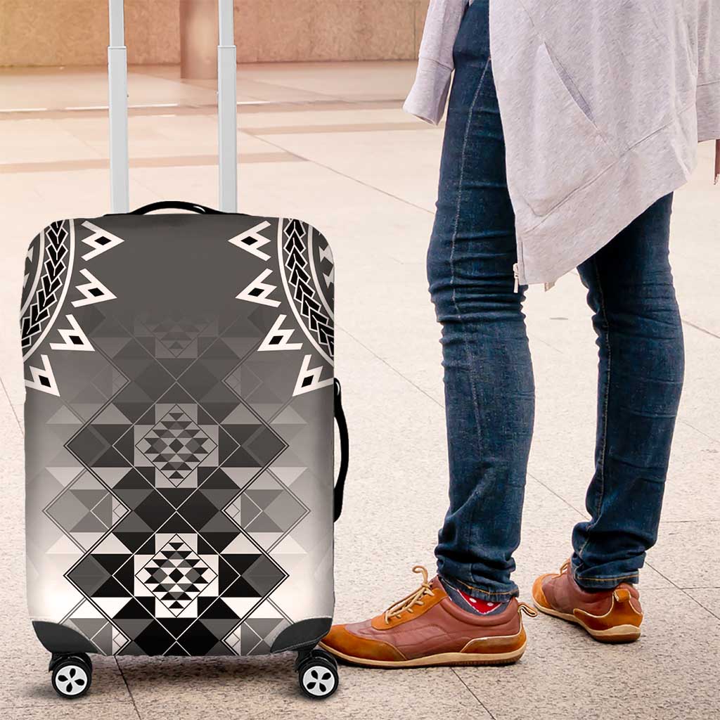 New Zealand Luggage Cover Poutama Mix Gray Taniko Inspired Art LT05