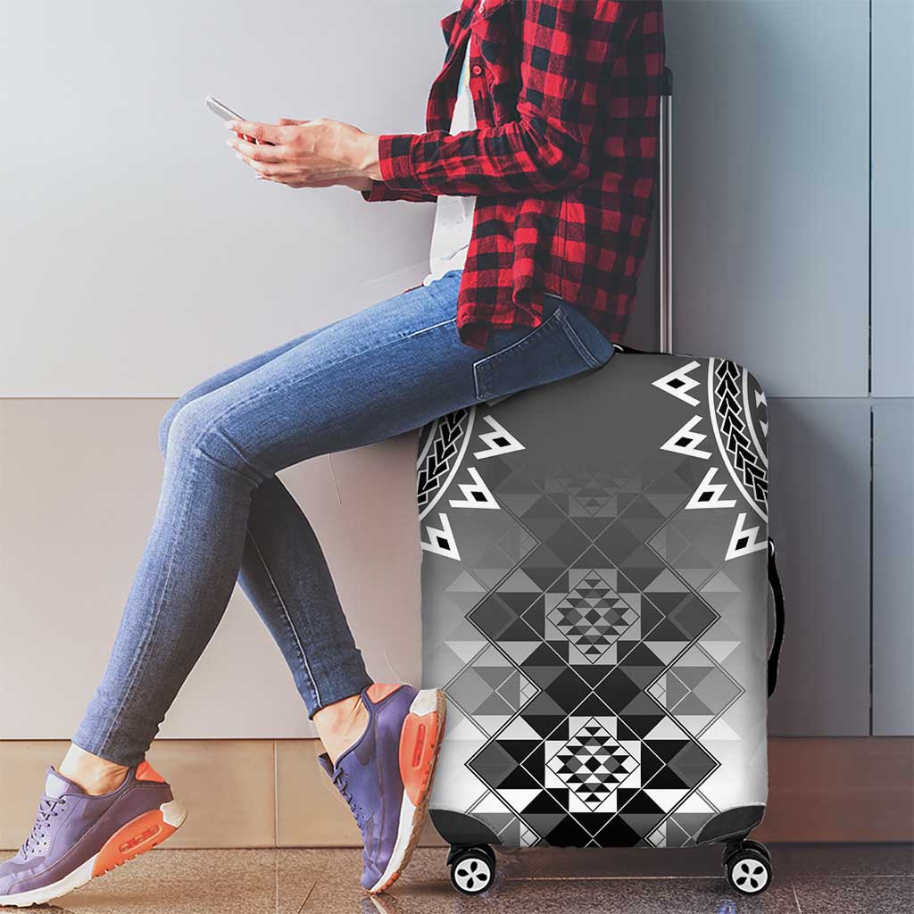 New Zealand Luggage Cover Poutama Mix Gray Taniko Inspired Art LT05