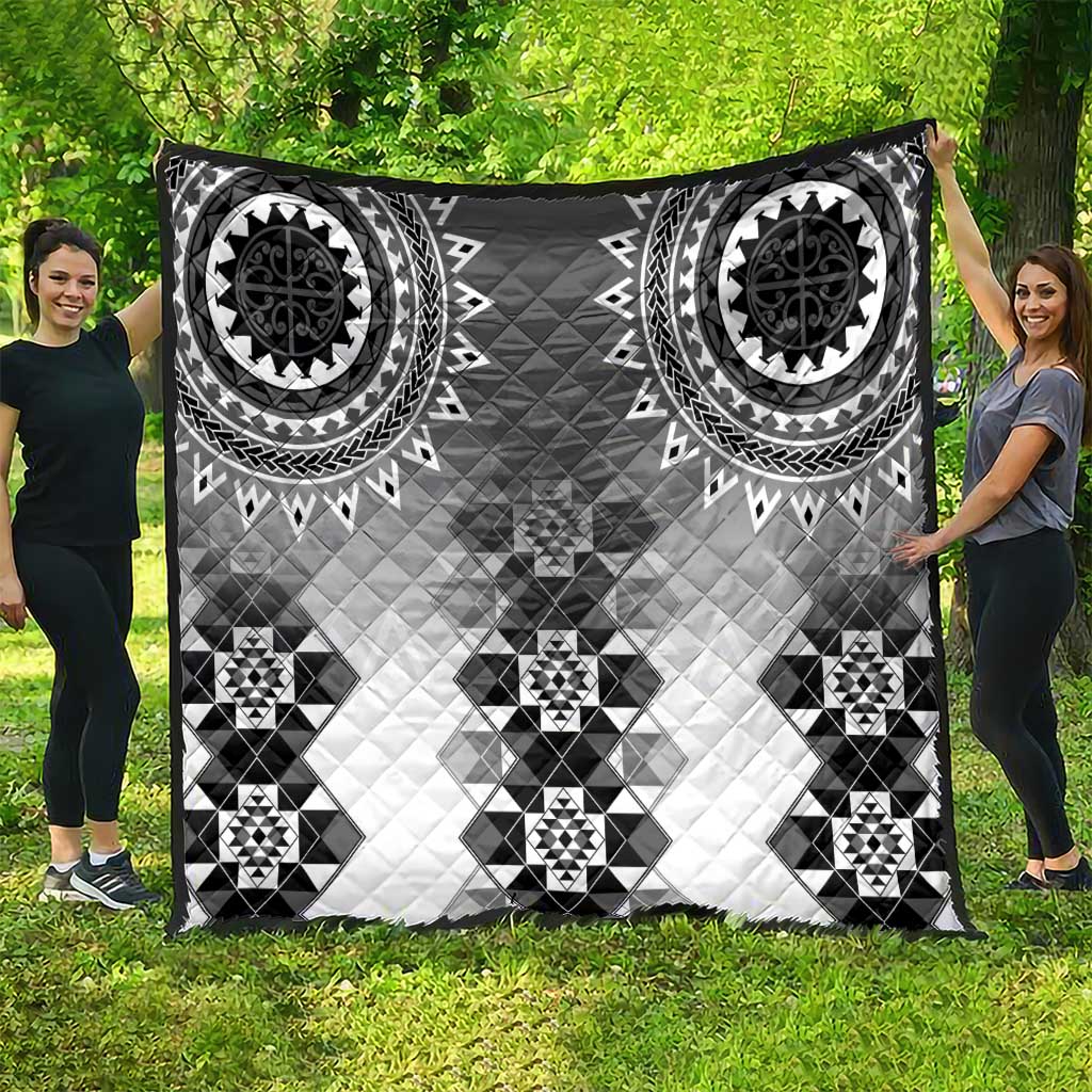 New Zealand Quilt Poutama Mix Gray Taniko Inspired Art LT05